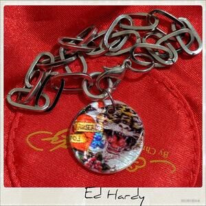 ED HARDY Eternal Love Tiger Mother of Pearl Charm Bracelet Stainless Steel